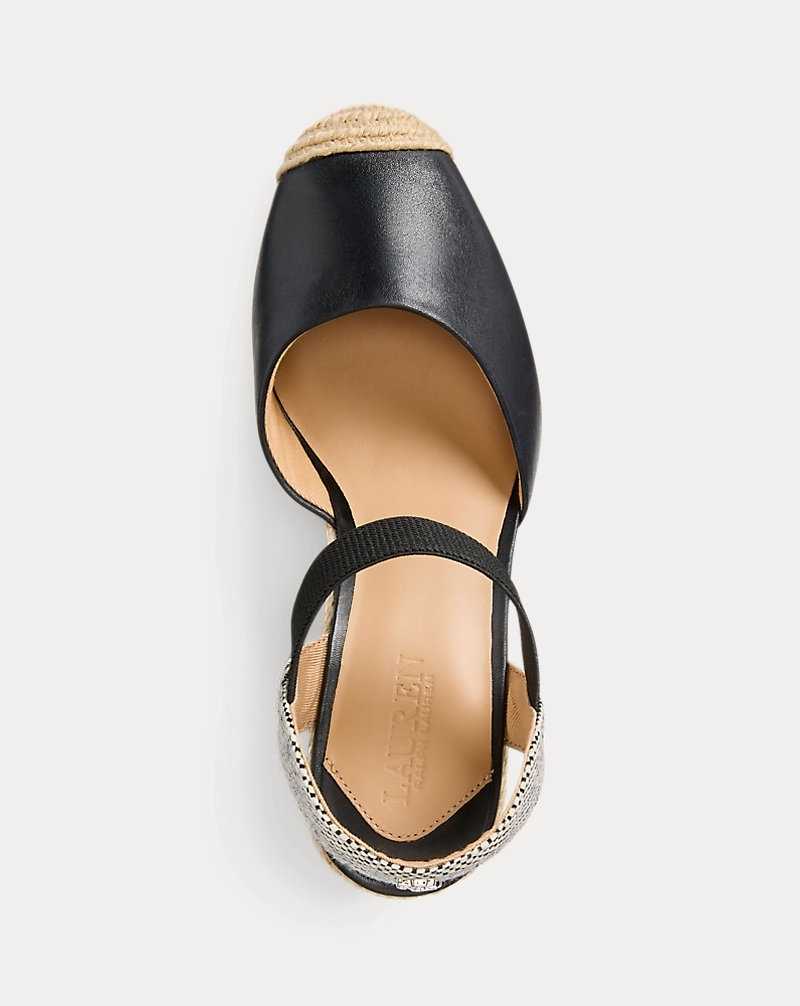 Sandalias Ralph Lauren Pearle II Leather Canvas Mujer Black/Natural | NCPVEDJ-37 - vista 4