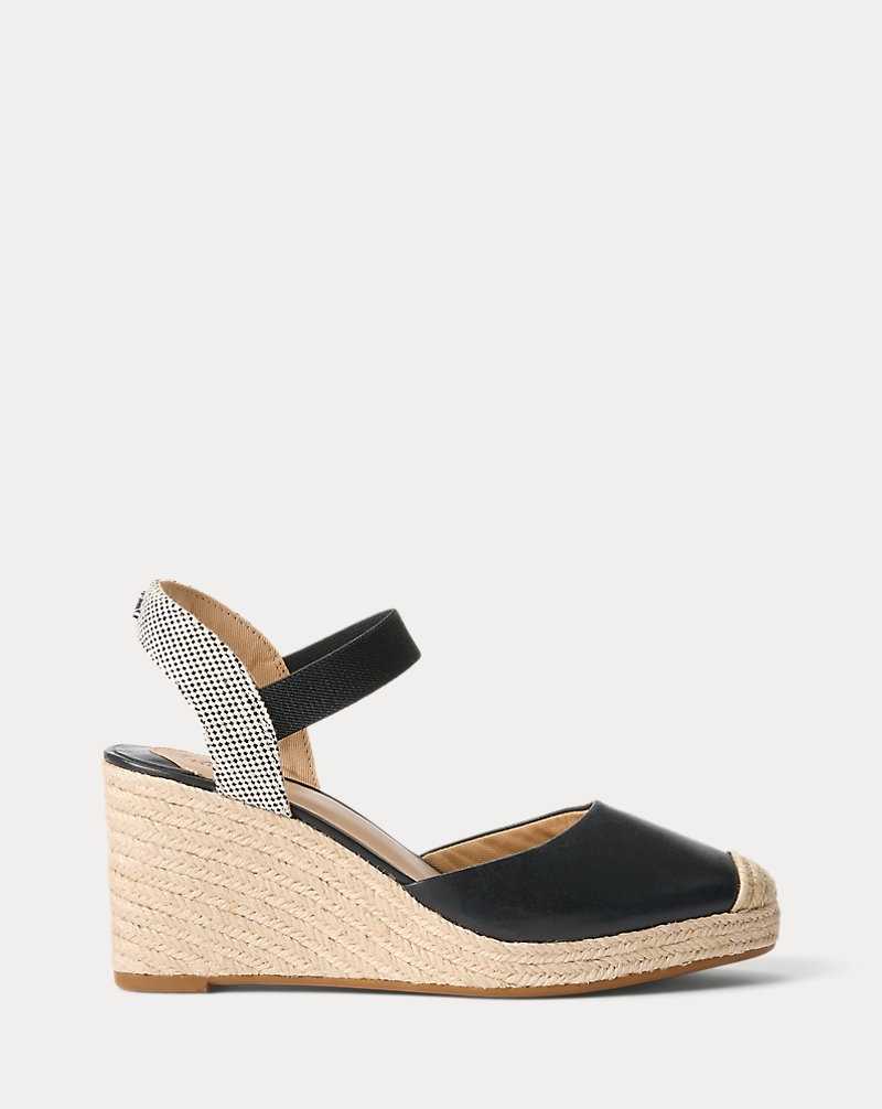 Sandalias Ralph Lauren Pearle II Leather Canvas Mujer Black/Natural | NCPVEDJ-37 - vista 1