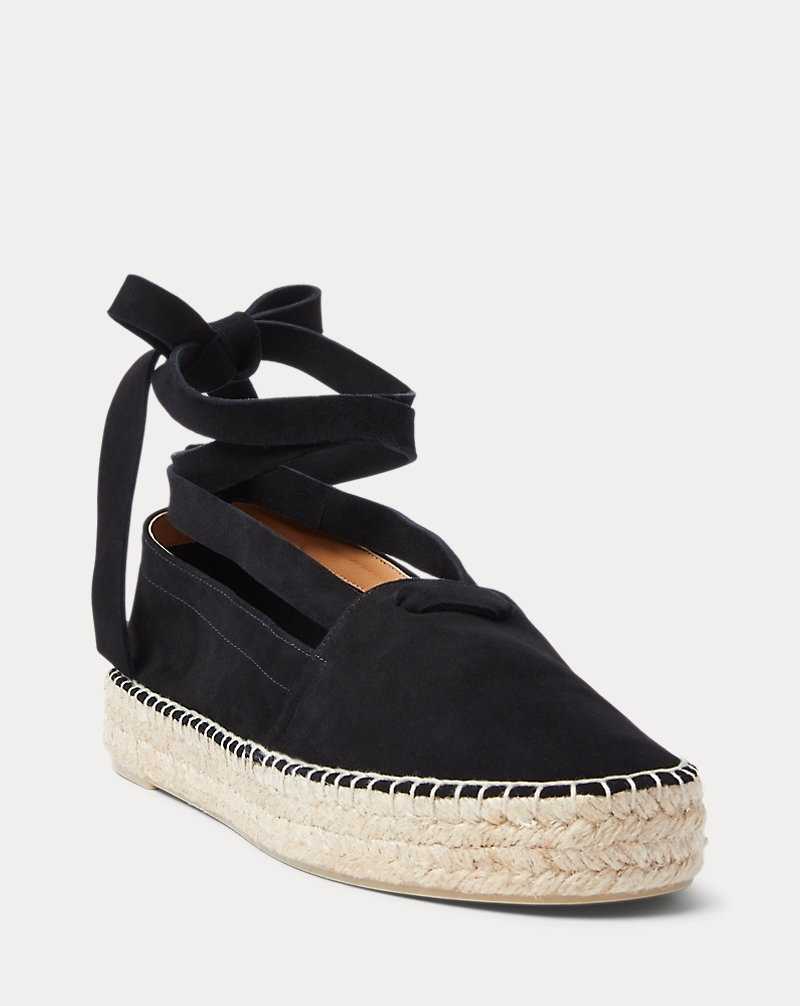 Sandalias Ralph Lauren Perrie Sheep-Suede Mujer Negros | LUFBQCM-47 - vista 2