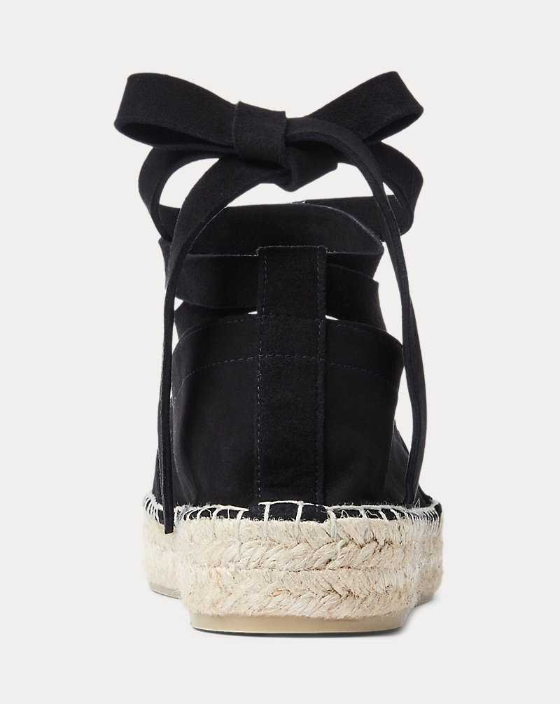 Sandalias Ralph Lauren Perrie Sheep-Suede Mujer Negros | LUFBQCM-47 - vista 3