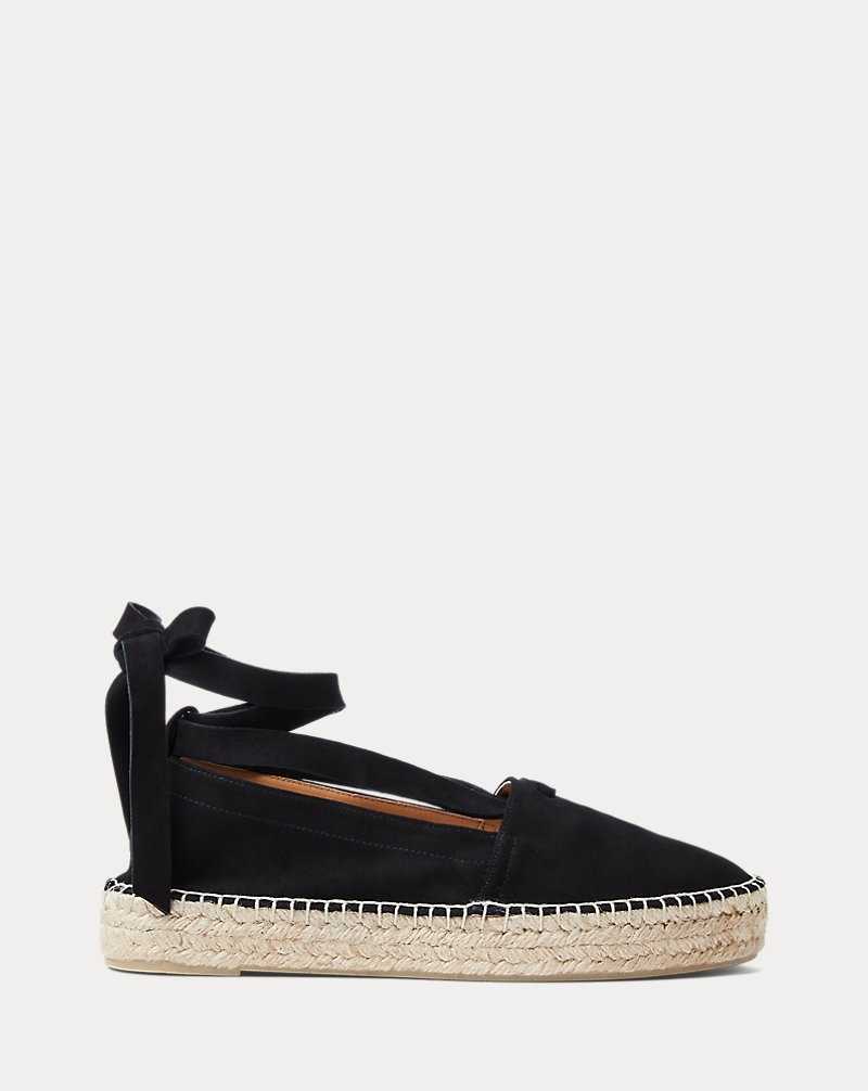 Sandalias Ralph Lauren Perrie Sheep-Suede Mujer Negros | LUFBQCM-47 - vista 1