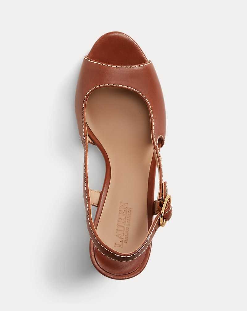 Sandalias Ralph Lauren Roni Burnished Leather Mujer Azules | SDJBZAK-35 - vista 4