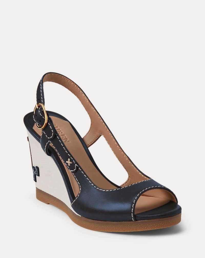 Sandalias Ralph Lauren Roni Nappa Leather Mujer Azul Marino | YTZCGPI-43 - vista 2