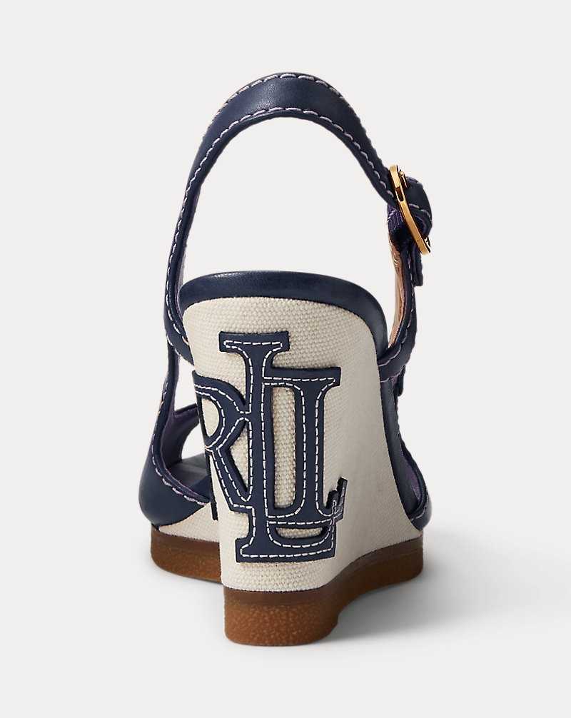 Sandalias Ralph Lauren Roni Nappa Leather Mujer Azul Marino | YTZCGPI-43 - vista 3