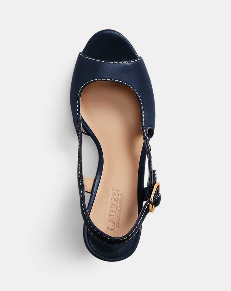 Sandalias Ralph Lauren Roni Nappa Leather Mujer Azul Marino | YTZCGPI-43 - vista 4