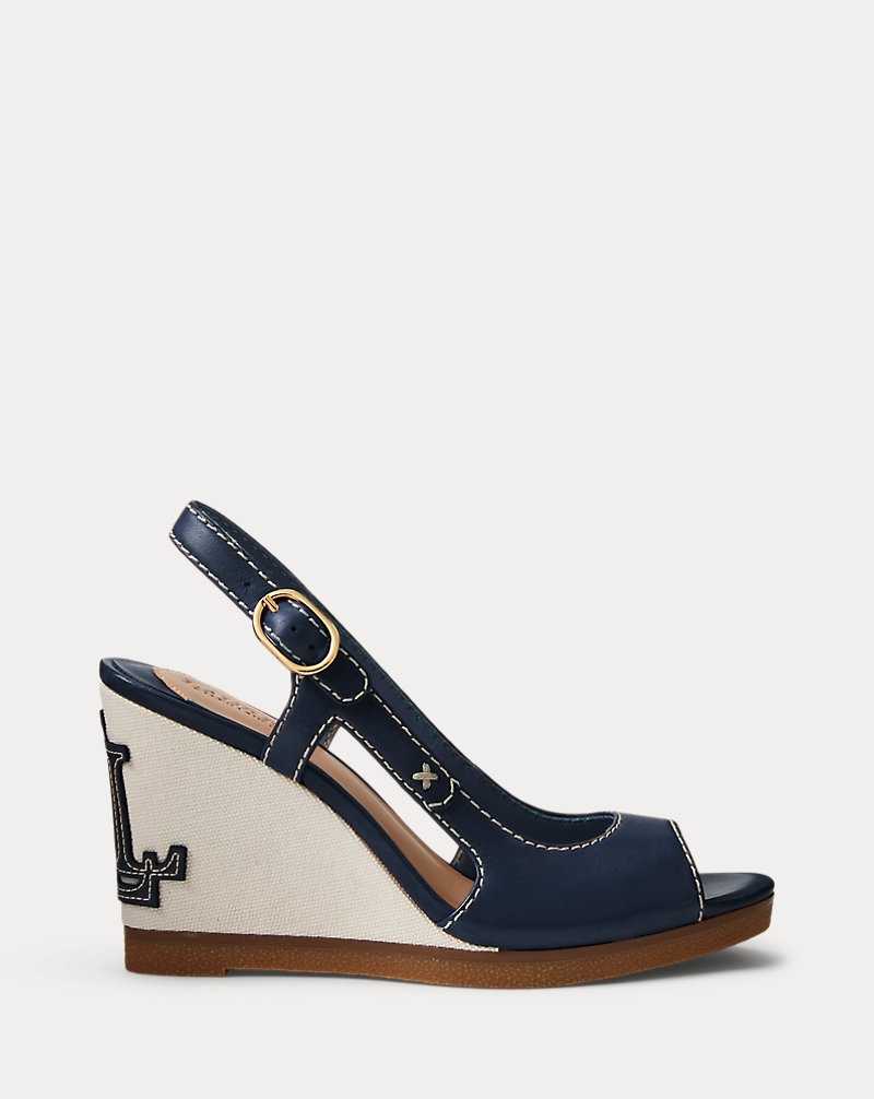 Sandalias Ralph Lauren Roni Nappa Leather Mujer Azul Marino | YTZCGPI-43 - vista 1