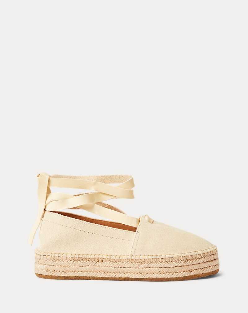 Sandalias Ralph Lauren Roughout Suede Lace-Up Mujer Creme | FHMUBOQ-76 - vista 1