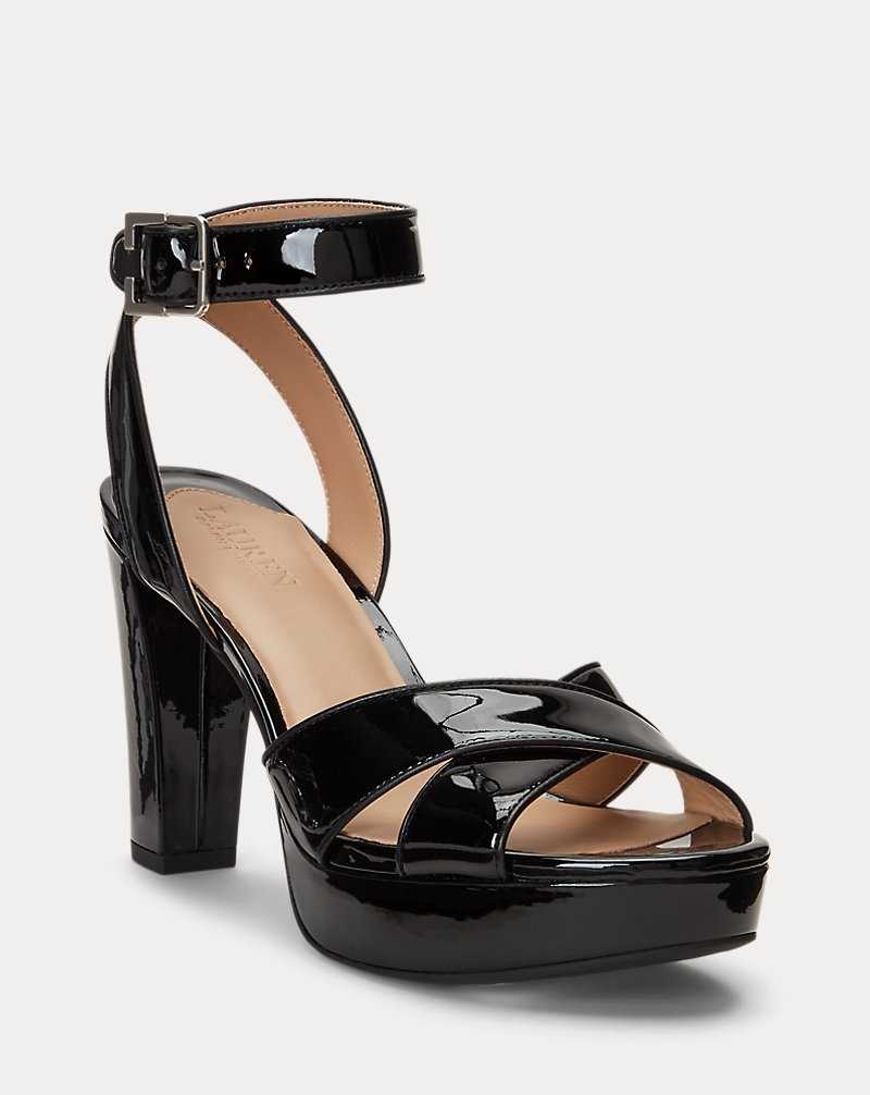 Sandalias Ralph Lauren Sasha Patent Leather Platform Mujer Negros | GVLTQMN-30 - vista 2
