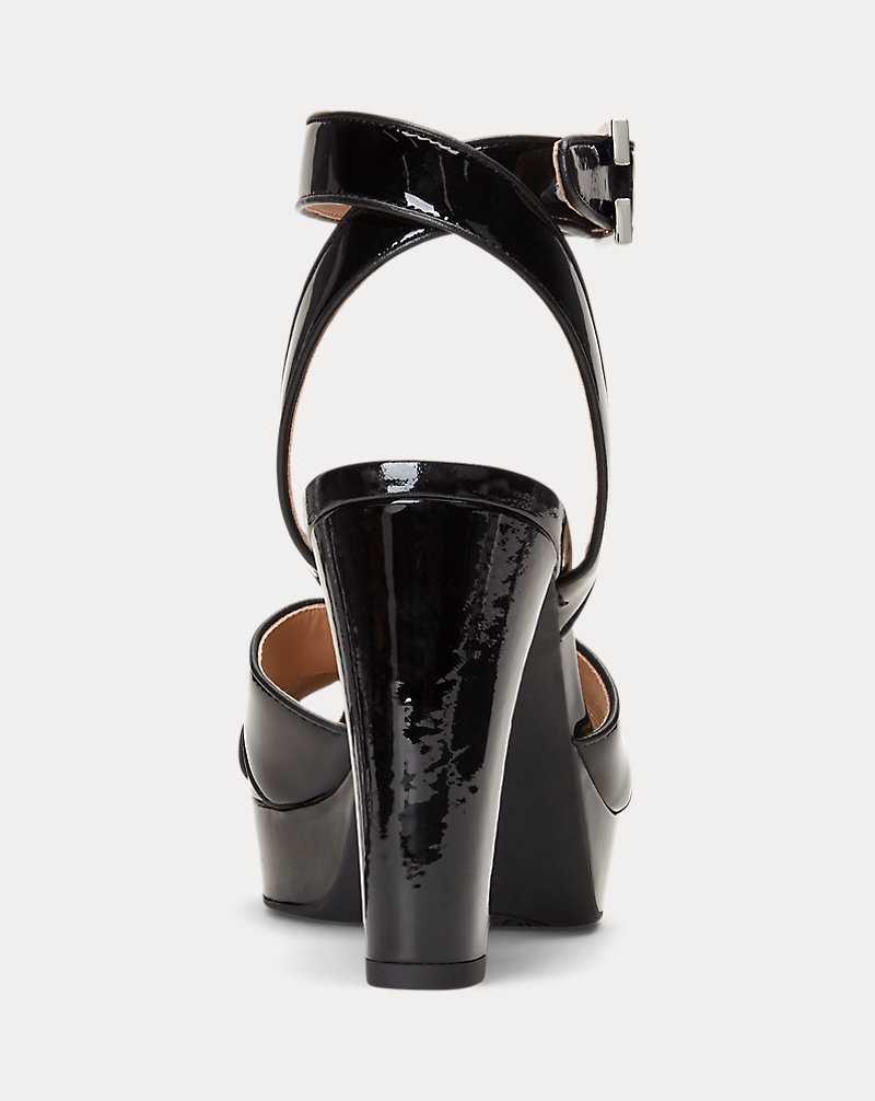 Sandalias Ralph Lauren Sasha Patent Leather Platform Mujer Negros | GVLTQMN-30 - vista 3