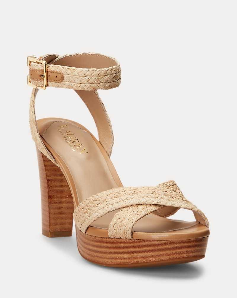 Sandalias Ralph Lauren Sasha Raffia Platform Mujer Natural | JKUNOPR-60 - vista 2