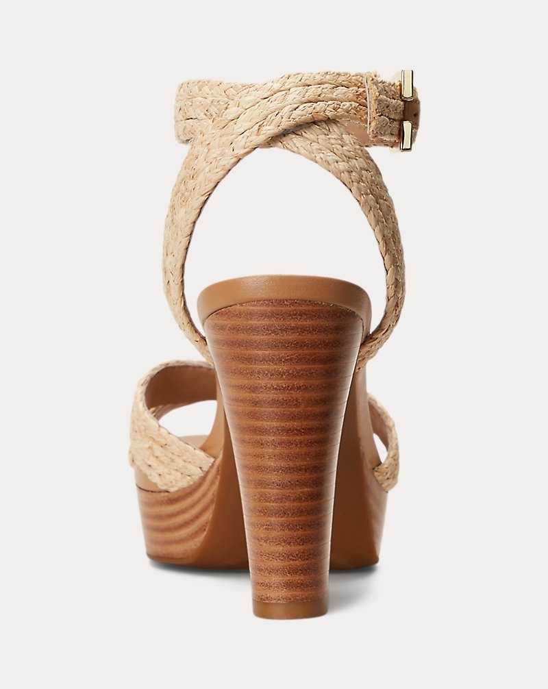 Sandalias Ralph Lauren Sasha Raffia Platform Mujer Natural | JKUNOPR-60 - vista 3