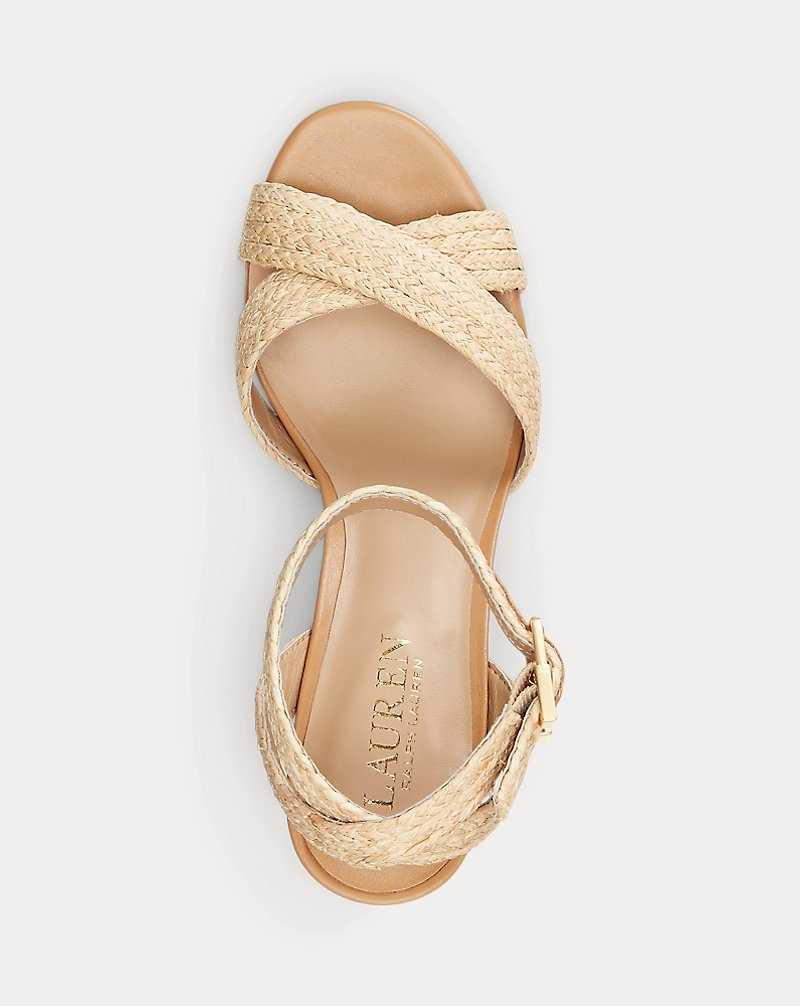 Sandalias Ralph Lauren Sasha Raffia Platform Mujer Natural | JKUNOPR-60 - vista 4