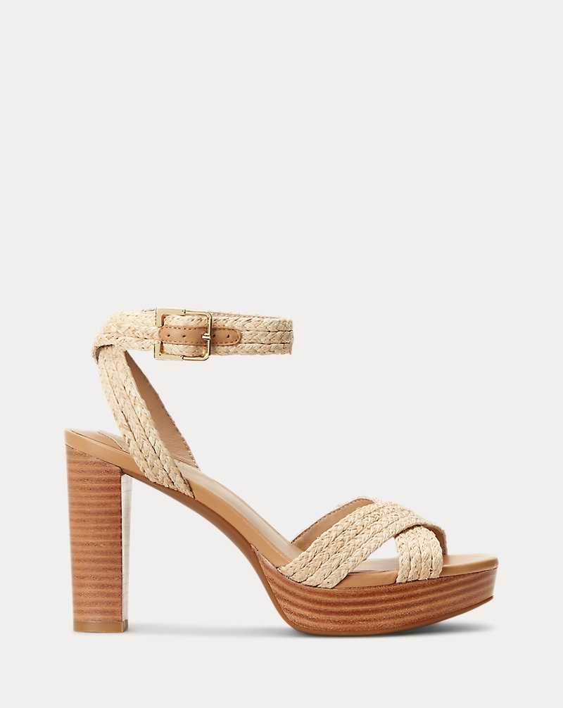 Sandalias Ralph Lauren Sasha Raffia Platform Mujer Natural | JKUNOPR-60 - vista 1