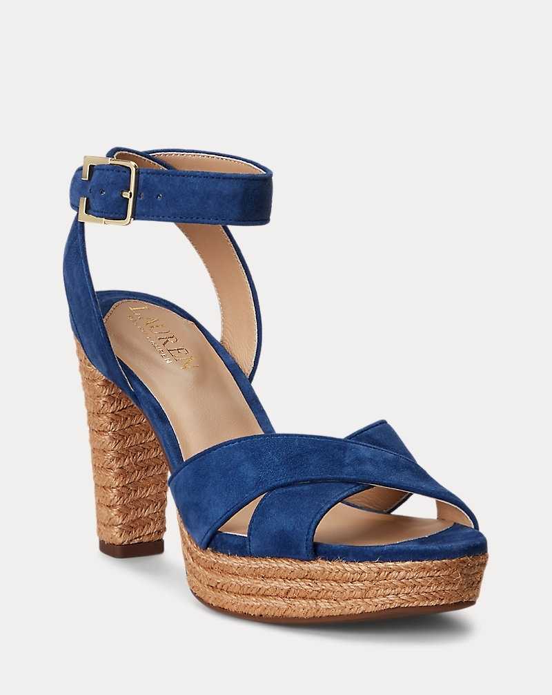 Sandalias Ralph Lauren Sasha Suede Platform Mujer Azules | KBSRZJP-41 - vista 2