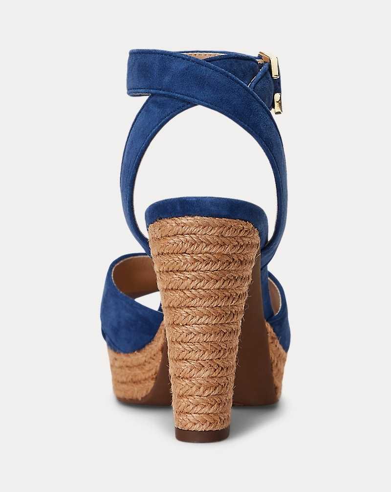 Sandalias Ralph Lauren Sasha Suede Platform Mujer Azules | KBSRZJP-41 - vista 3