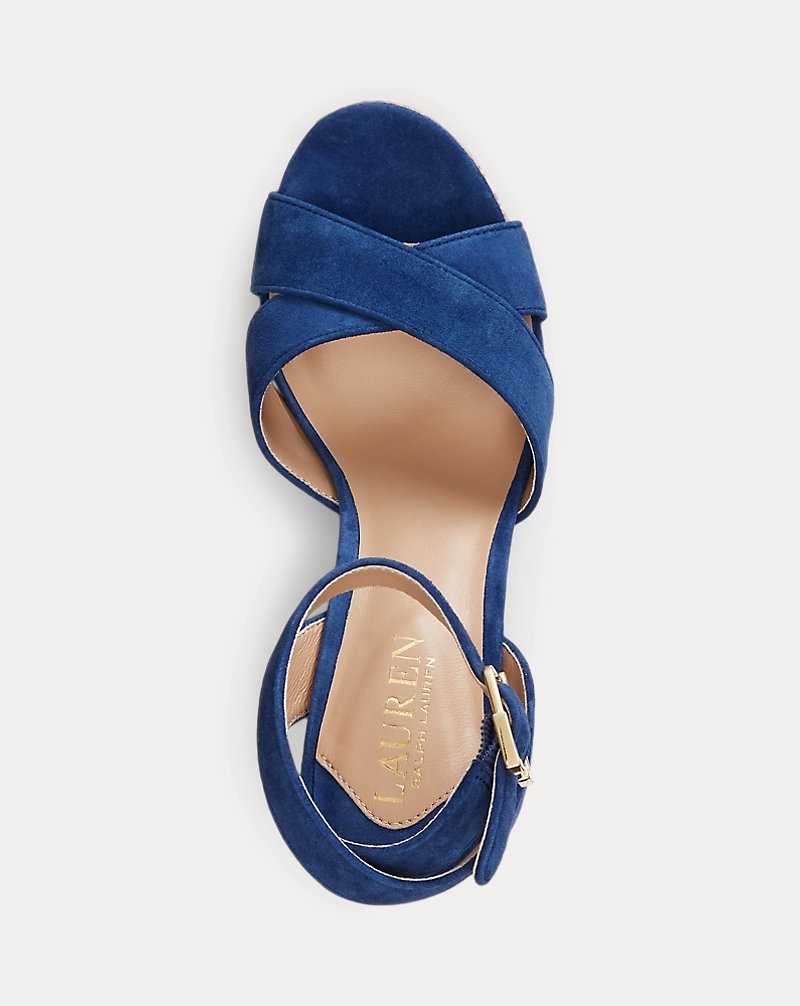 Sandalias Ralph Lauren Sasha Suede Platform Mujer Azules | KBSRZJP-41 - vista 4