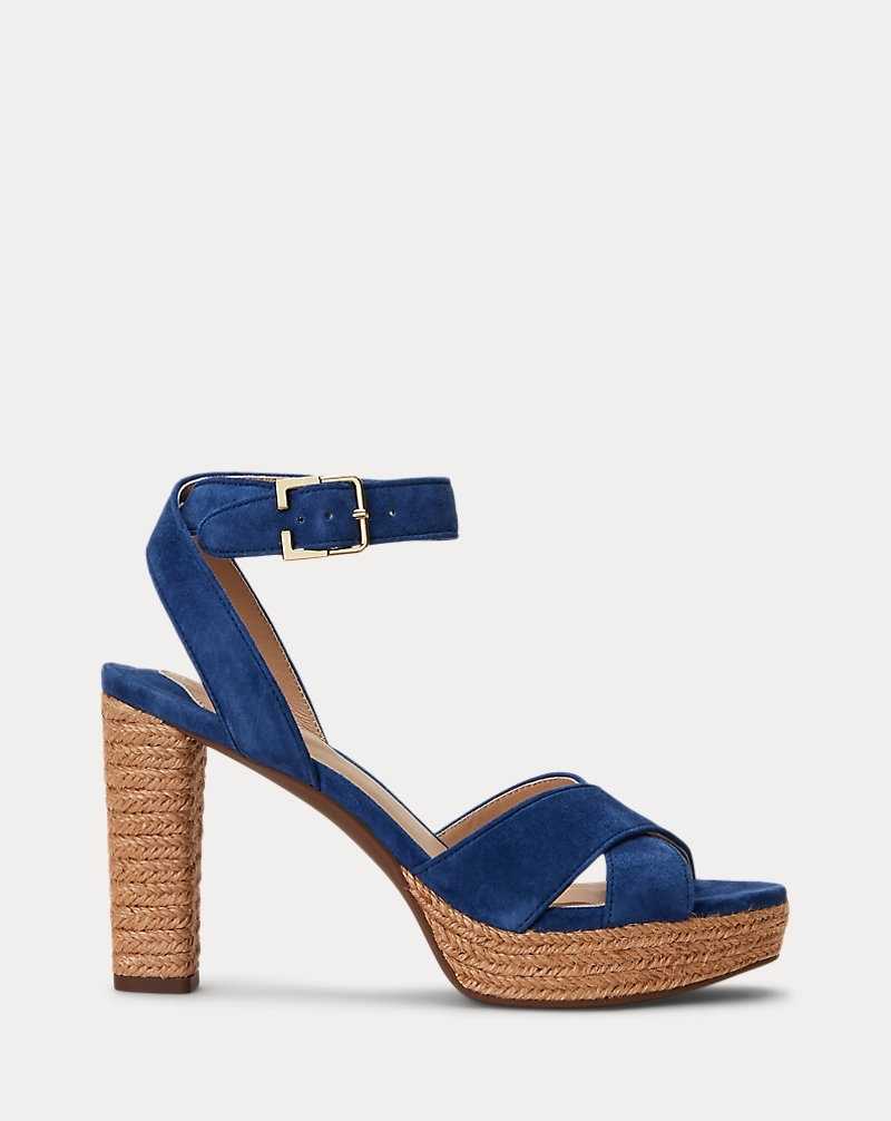 Sandalias Ralph Lauren Sasha Suede Platform Mujer Azules | KBSRZJP-41 - vista 1