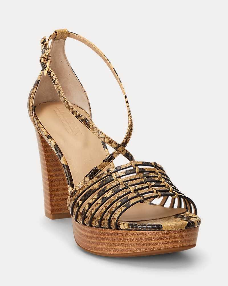 Sandalias Ralph Lauren Shelby Faux-Snakeskin Platform Mujer Caramel | CLQMWBR-30 - vista 2