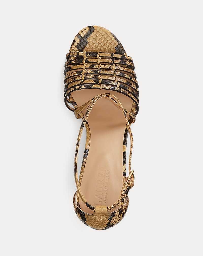 Sandalias Ralph Lauren Shelby Faux-Snakeskin Platform Mujer Caramel | CLQMWBR-30 - vista 4