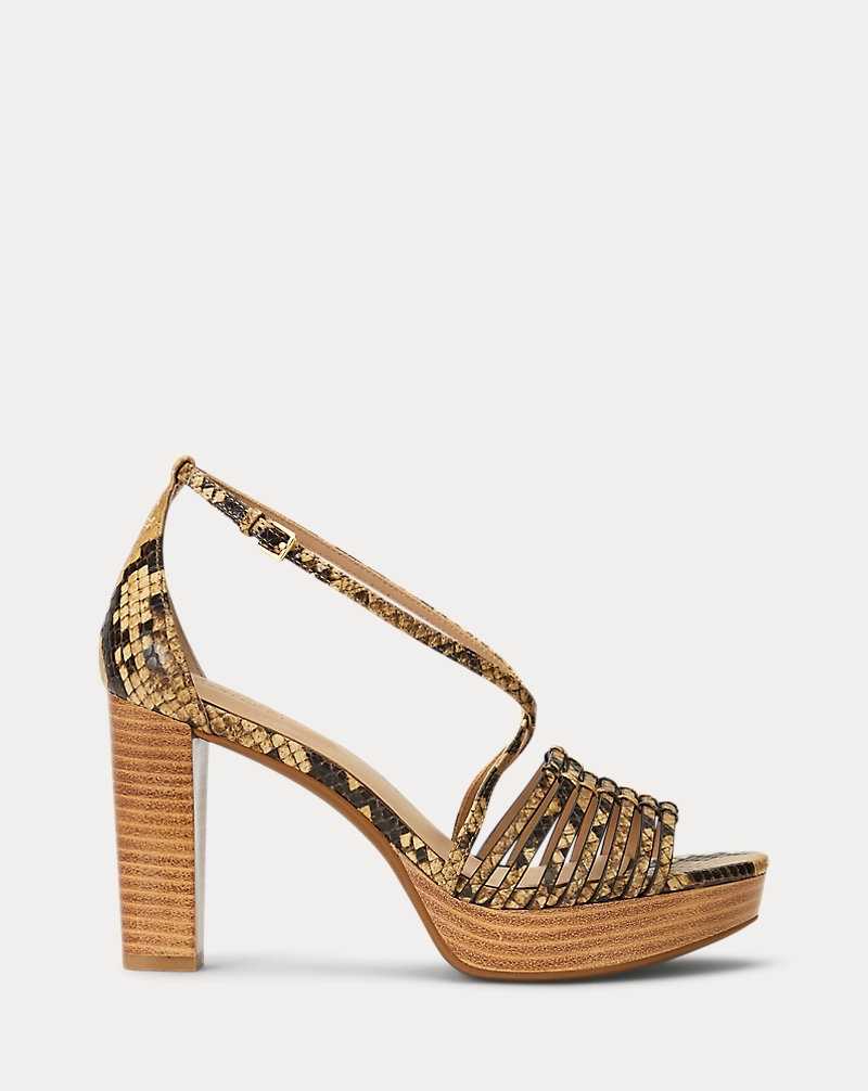 Sandalias Ralph Lauren Shelby Faux-Snakeskin Platform Mujer Caramel | CLQMWBR-30 - vista 1