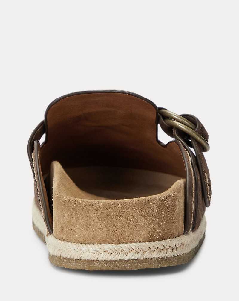 Sandalias Ralph Lauren Turbach Suede Clog Hombre Chocolate Marrom | CXWVEPG-45 - vista 3