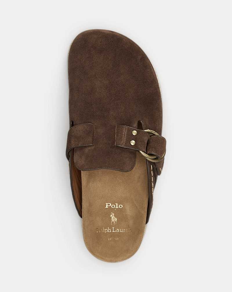 Sandalias Ralph Lauren Turbach Suede Clog Hombre Chocolate Marrom | CXWVEPG-45 - vista 4