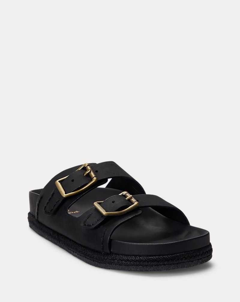 Sandalias Ralph Lauren Turbach Suede Hombre Negros | DYHANXF-79 - vista 2