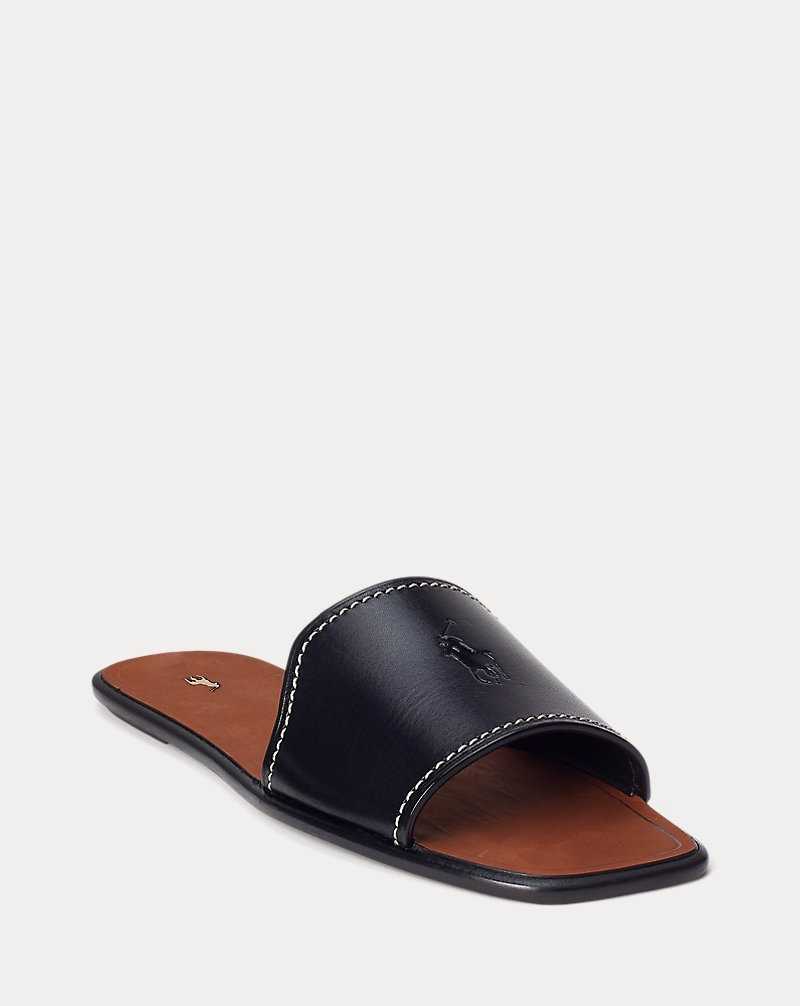 Sandalias Ralph Lauren Vachetta Leather Mujer Negros | AXIFCGY-32 - vista 2