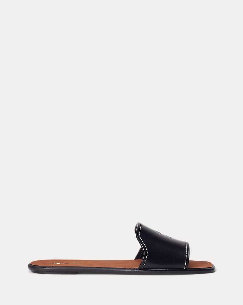 Sandalias Ralph Lauren Vachetta Leather Mujer Negros | AXIFCGY-32 - vista 1