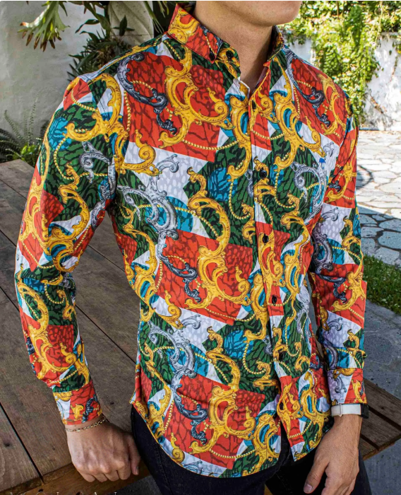 Casual Slim-Ficamiseta with a Three-Color Check Pattern para hombre