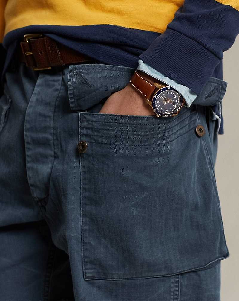 Short Ralph Lauren 17.8 cm Relaxed Herringbone Cargo Hombre Azules | SWQRCNG-58 - vista 5