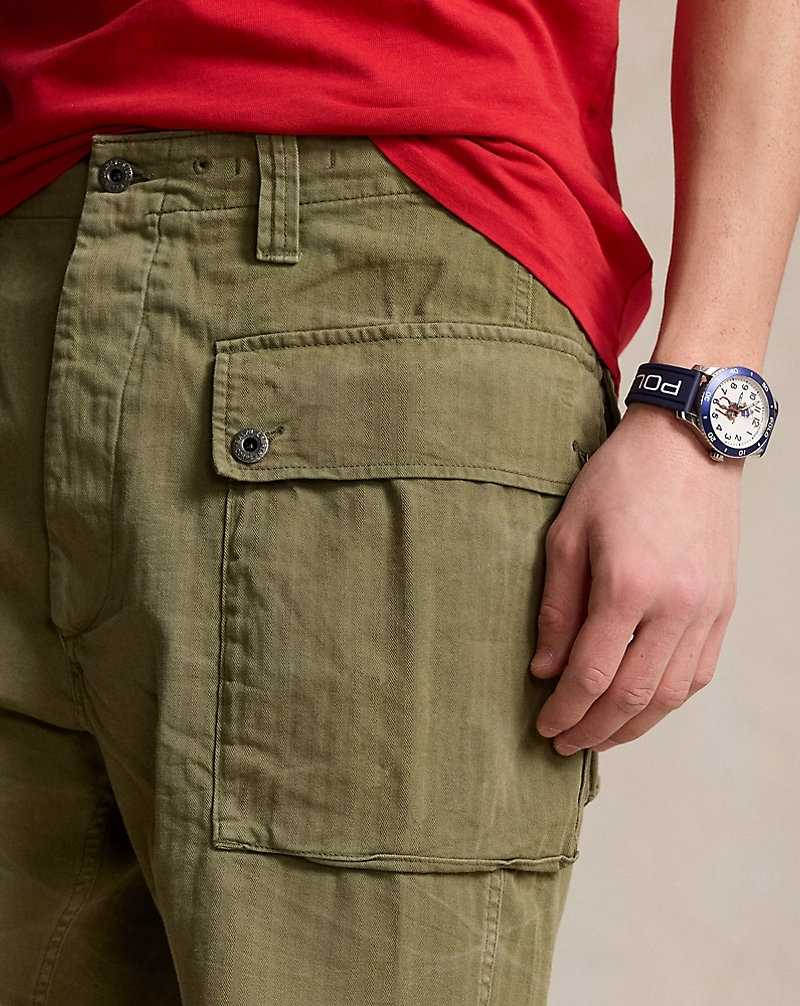 Short Ralph Lauren 17.8 cm Relaxed Herringbone Cargo Hombre Verde Oliva | UZYXQSO-26 - vista 5