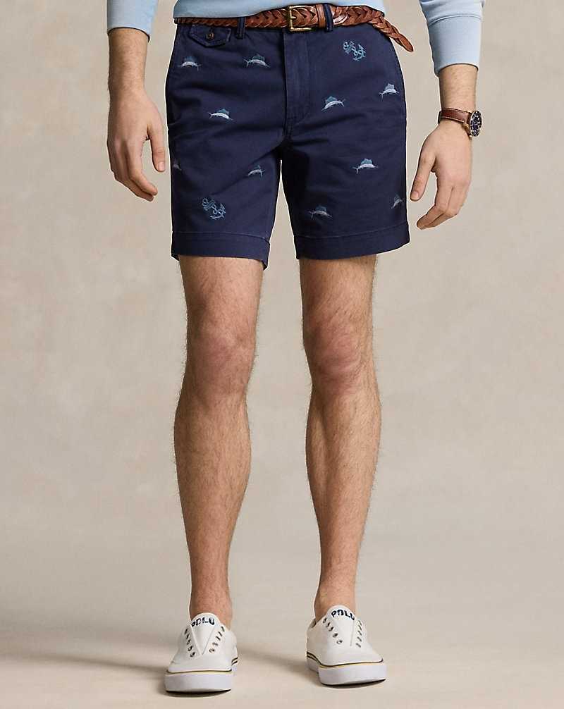 Short Ralph Lauren 20.3 cm Straight Fit Stretch Chino Hombre Newport Navy/Marlin Ancho | WEKQNIH-09 - vista 3