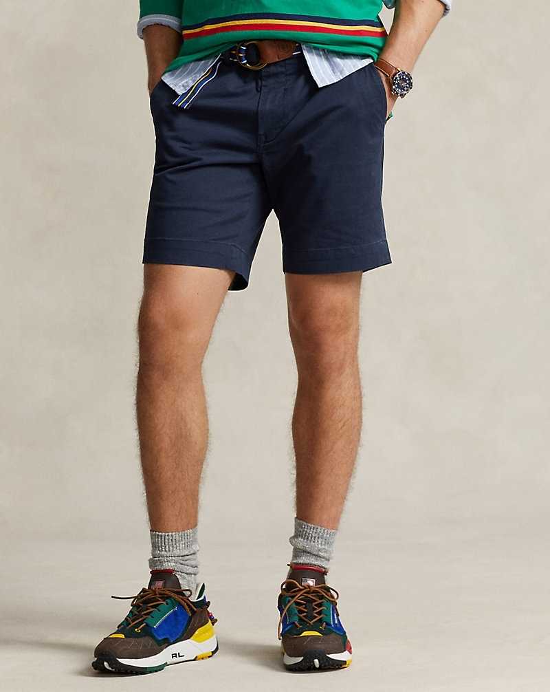 Short Ralph Lauren 20.3 cm Stretch Straight Fit Chino Hombre Nautical Ink | UAICEHY-56 - vista 3
