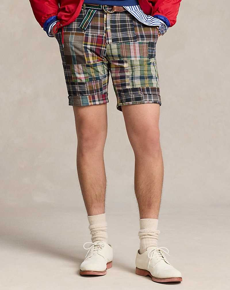 Short Ralph Lauren 21.6 cm Tailored Plaid Hombre Navy/Burgundy Multi | PJZKIQY-79 - vista 3