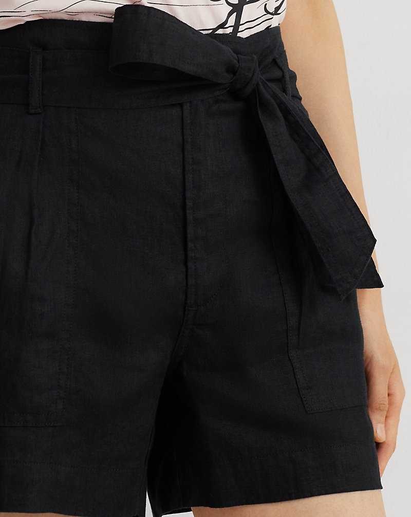 Short Ralph Lauren Belted Linen Mujer Negros | PHVQDGF-42 - vista 5