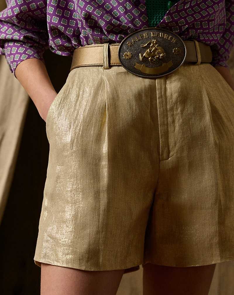 Short Ralph Lauren Beverleigh Foiled Linen Mujer Dorados Claro | CLTJZEM-15 - vista 5