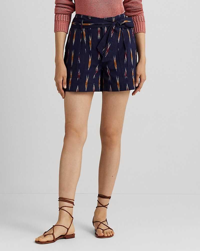 Short Ralph Lauren Geo-Motif Belted Jacquard Mujer Azul Marino | LTNSGOK-73 - vista 3