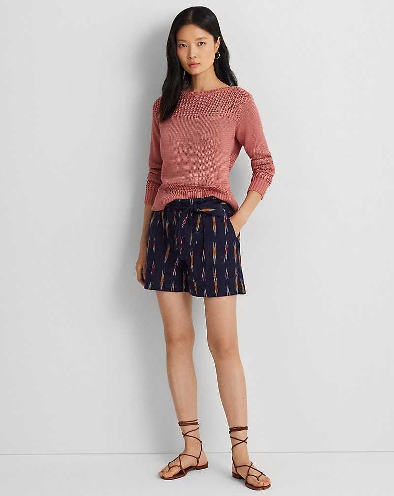 Short Ralph Lauren Geo-Motif Belted Jacquard Mujer Azul Marino | LTNSGOK-73 - vista 1