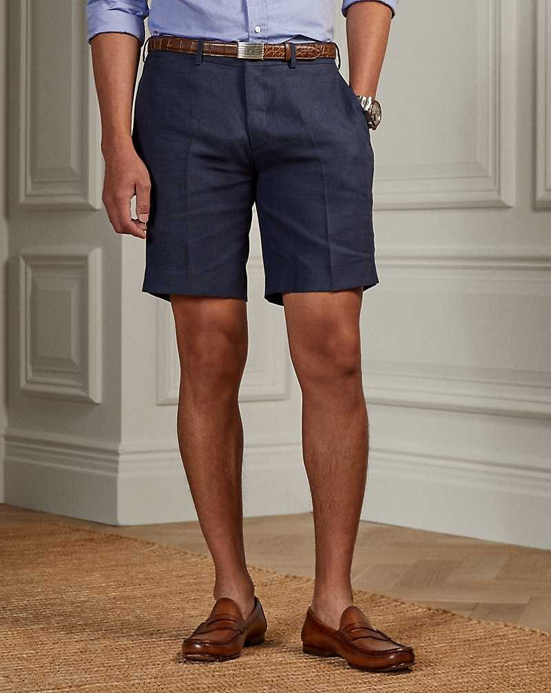 Short Ralph Lauren Gregory Hand-Tailored Linen Hombre Azul Marino | PLCUVDF-70 - vista 3