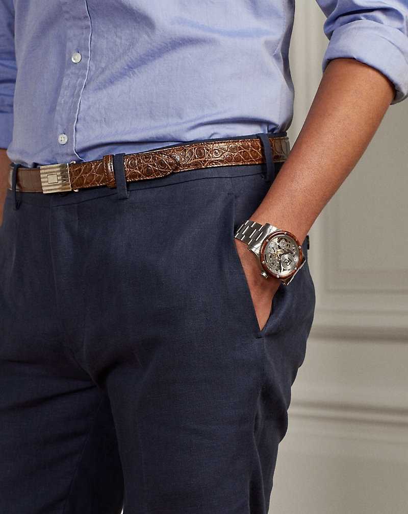 Short Ralph Lauren Gregory Hand-Tailored Linen Hombre Azul Marino | PLCUVDF-70 - vista 5