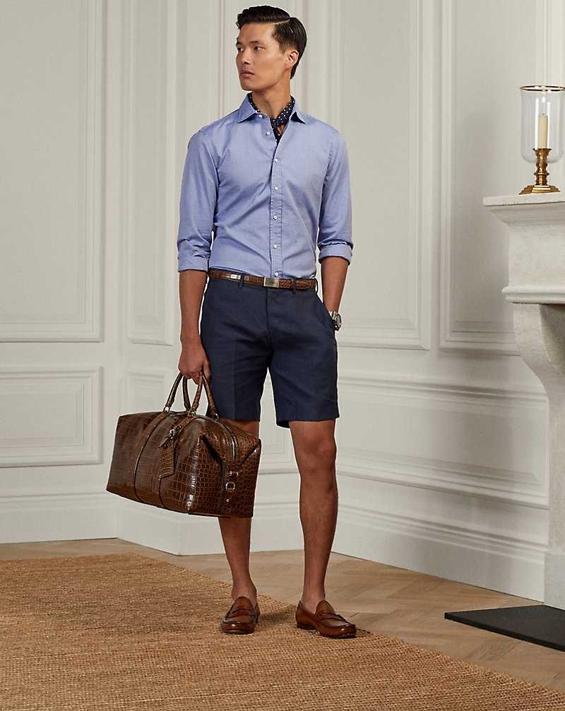 Short Ralph Lauren Gregory Hand-Tailored Linen Hombre Azul Marino | PLCUVDF-70 - vista 1