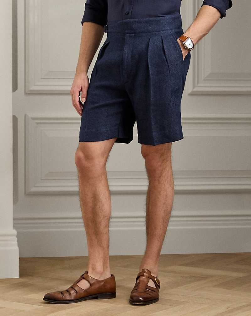 Short Ralph Lauren Hand-Tailored Linen-Silk Hombre Azul Marino | QCOTYMH-76 - vista 3