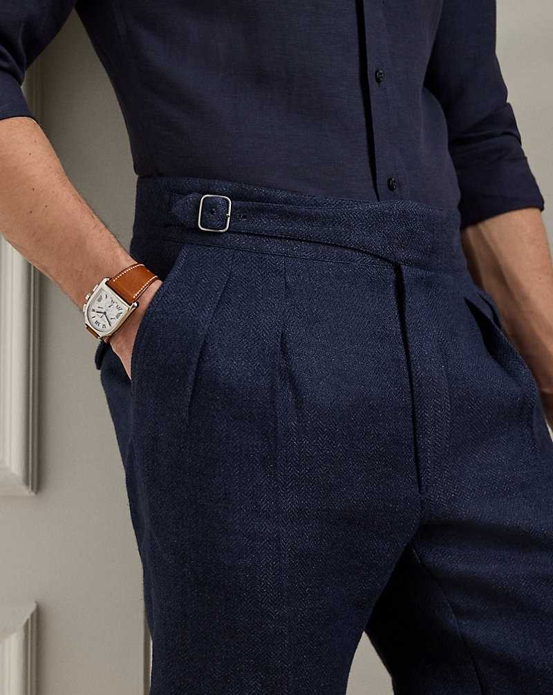 Short Ralph Lauren Hand-Tailored Linen-Silk Hombre Azul Marino | QCOTYMH-76 - vista 5