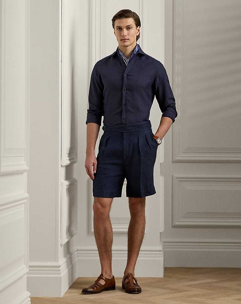 Short Ralph Lauren Hand-Tailored Linen-Silk Hombre Azul Marino | QCOTYMH-76 - vista 1