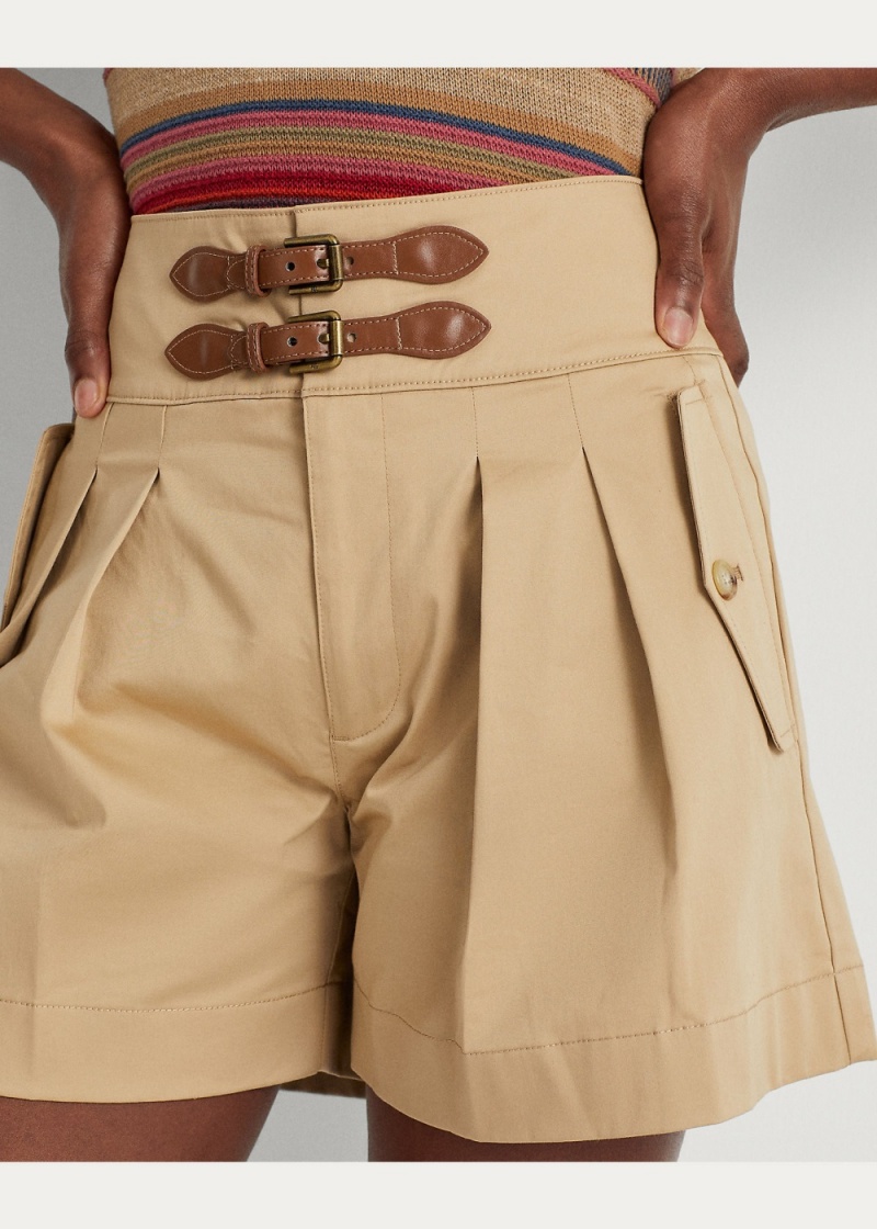 Short Hebilla-Trim Sateen Mujer Marrom | WTOP69247 - vista 3