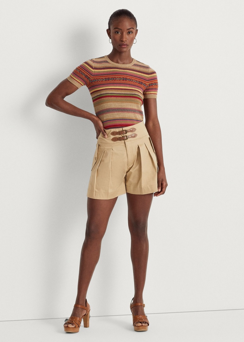Short Hebilla-Trim Sateen Mujer Marrom | WTOP69247 - vista 1