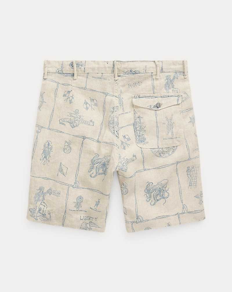 Short Ralph Lauren Indigo-Print Linen Hombre Creme Multi | LEQZHNJ-16 - vista 2