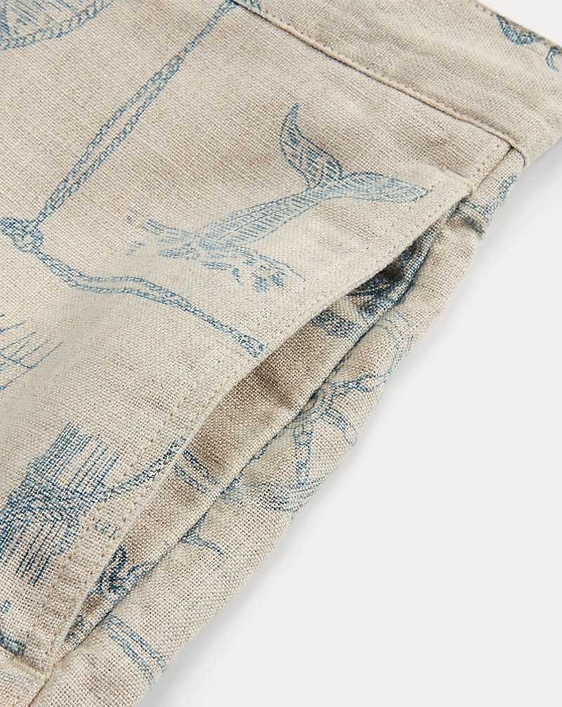 Short Ralph Lauren Indigo-Print Linen Hombre Creme Multi | LEQZHNJ-16 - vista 4