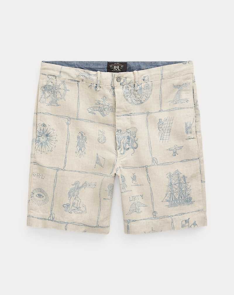 Short Ralph Lauren Indigo-Print Linen Hombre Creme Multi | LEQZHNJ-16 - vista 1